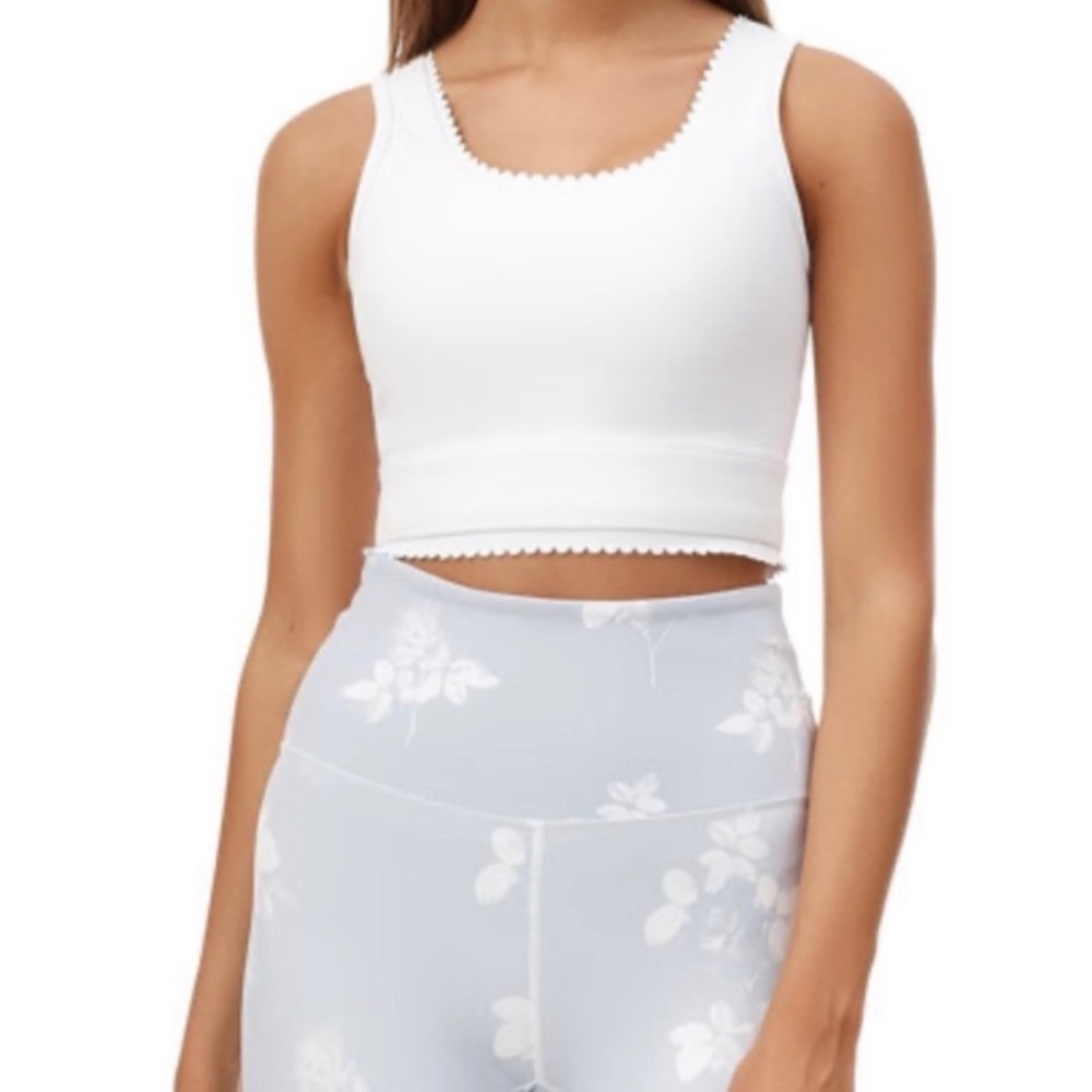 white scalloped ALLFENIX anthropology sports bra